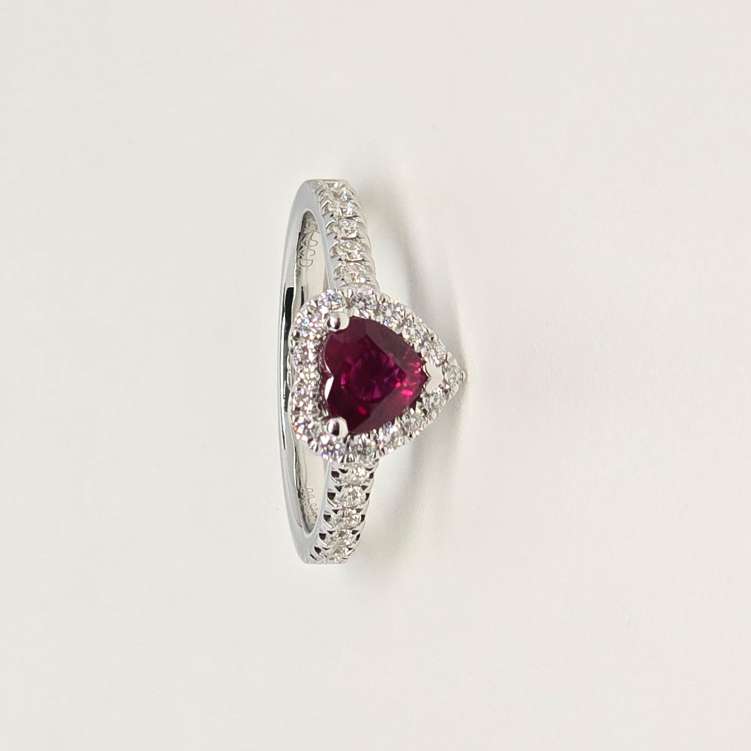 0.91ct Ruby diamond engagement ring 18KT gold UNTREATED in vendita 3