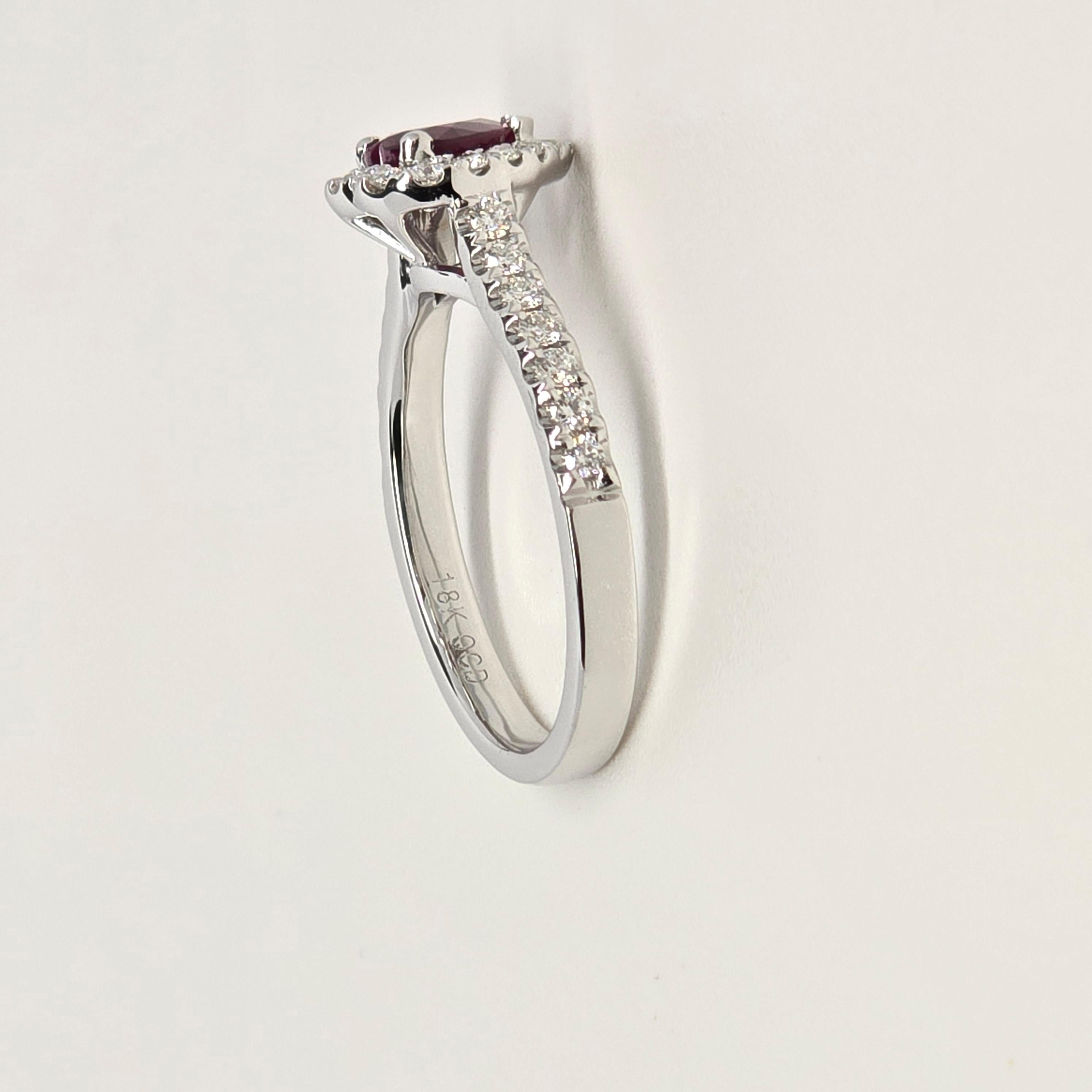 0.91ct Ruby diamond engagement ring 18KT gold UNTREATED in vendita 4