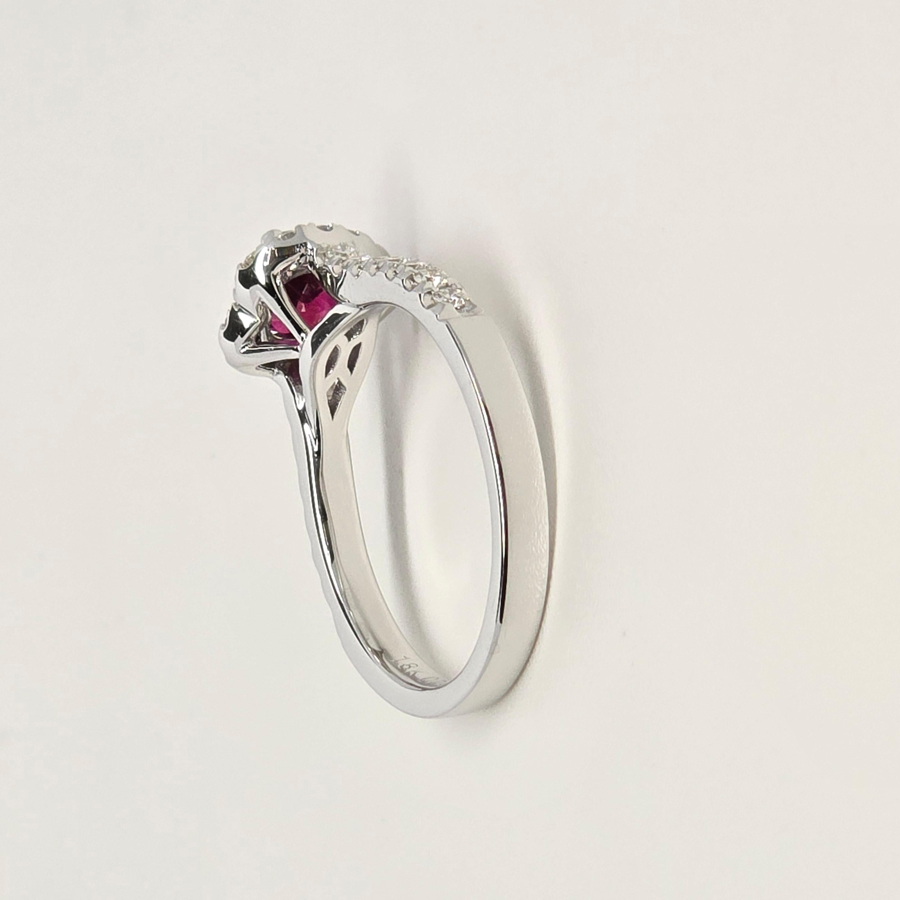 0.91ct Ruby diamond engagement ring 18KT gold UNTREATED in vendita 5