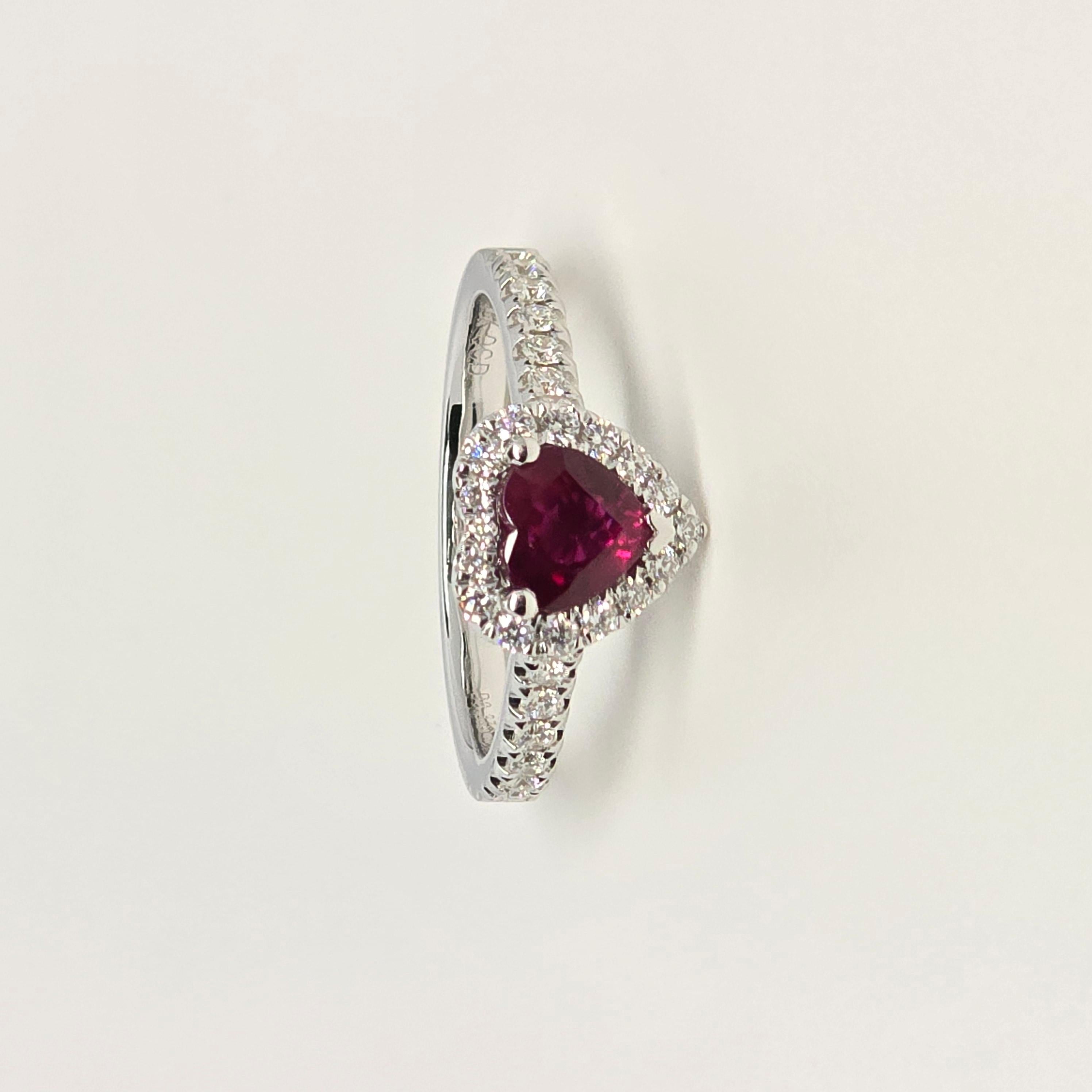 0.91ct Ruby diamond engagement ring 18KT gold UNTREATED in vendita 10
