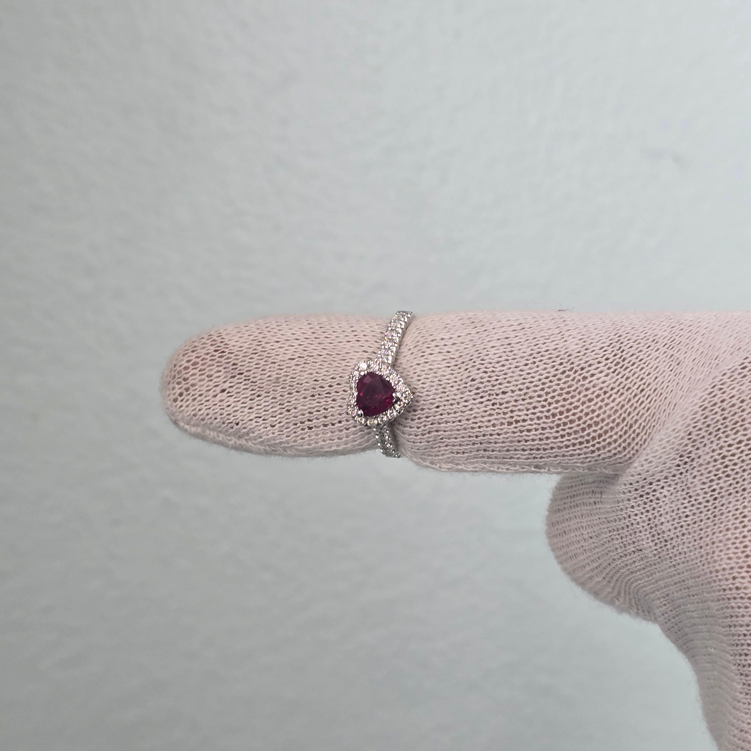 0.91ct Ruby diamond engagement ring 18KT gold UNTREATED in vendita 13