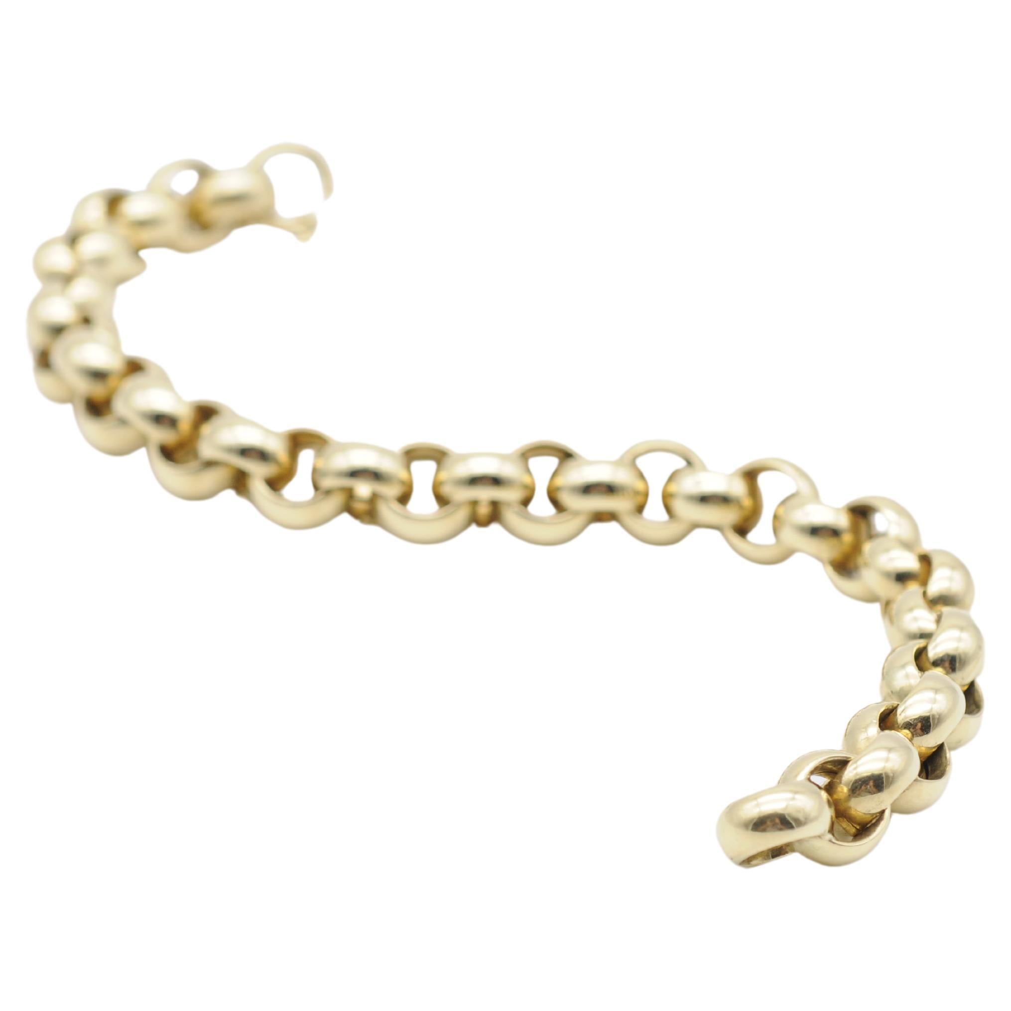 Mouvement esthétique Bracelet à maillons à chaîne en or jaune 14 carats en vente