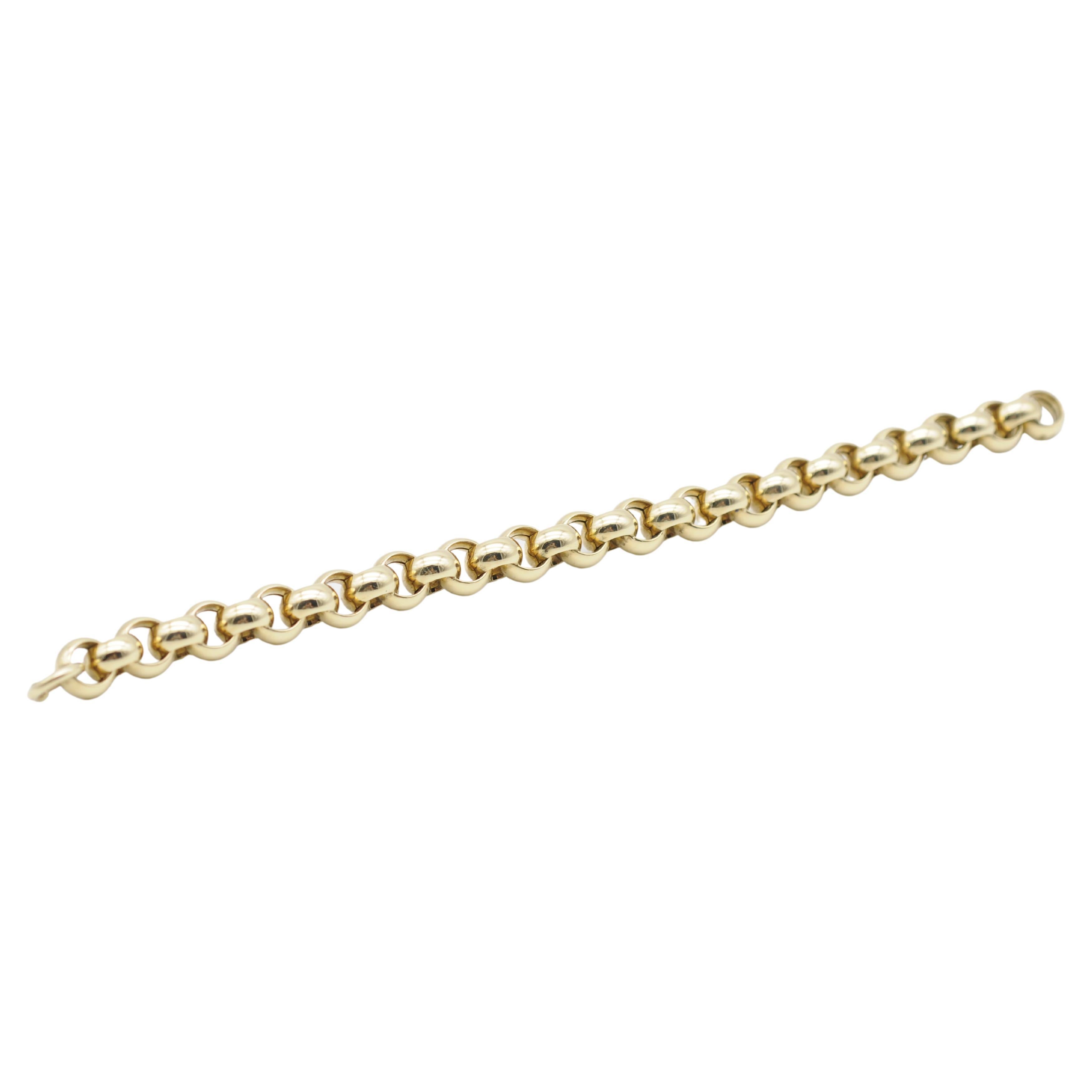 Introducing a truly exquisite piece of jewelry that is sure to turn heads and make a statement - the 14k Yellow Gold Link Bracelet. This stunning bracelet boasts a thick and luxurious design that exudes an air of sophistication and