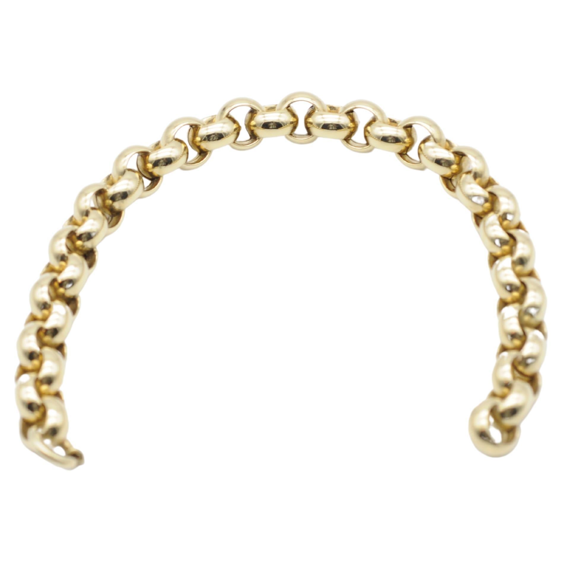 Women's or Men's chain link bracelet, 14k yellow gold For Sale