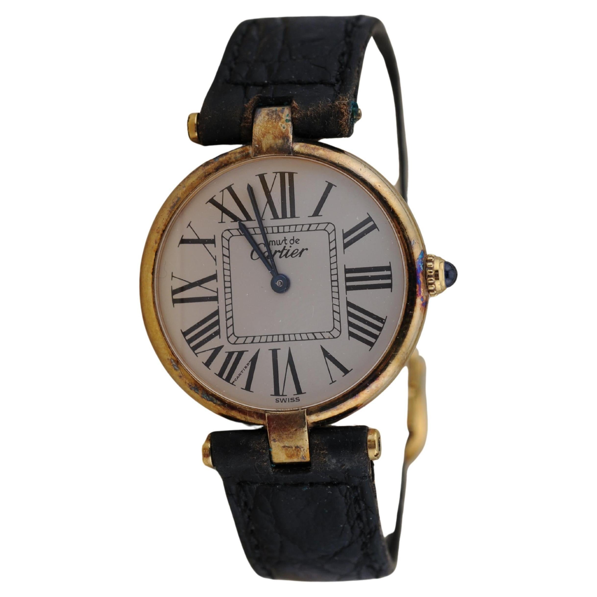 Reloj Cartier Vintage Vendôme Cuarzo 30mm VermeilFabricado en Suiza, con caja