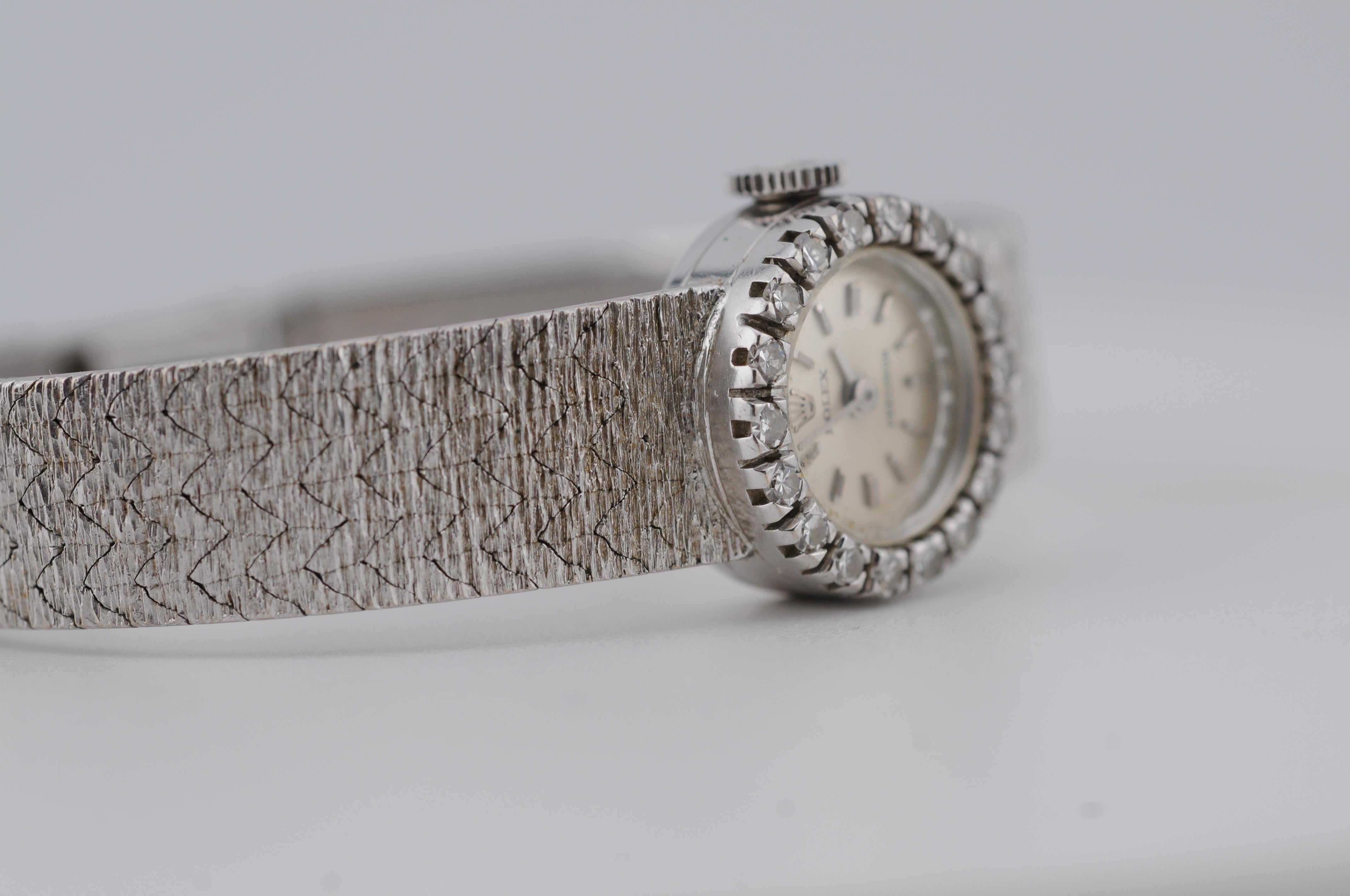 Rolex Präzisionsuhr in 18k Weißgold mit Diamantlünette Swiss Made Herren im Angebot
