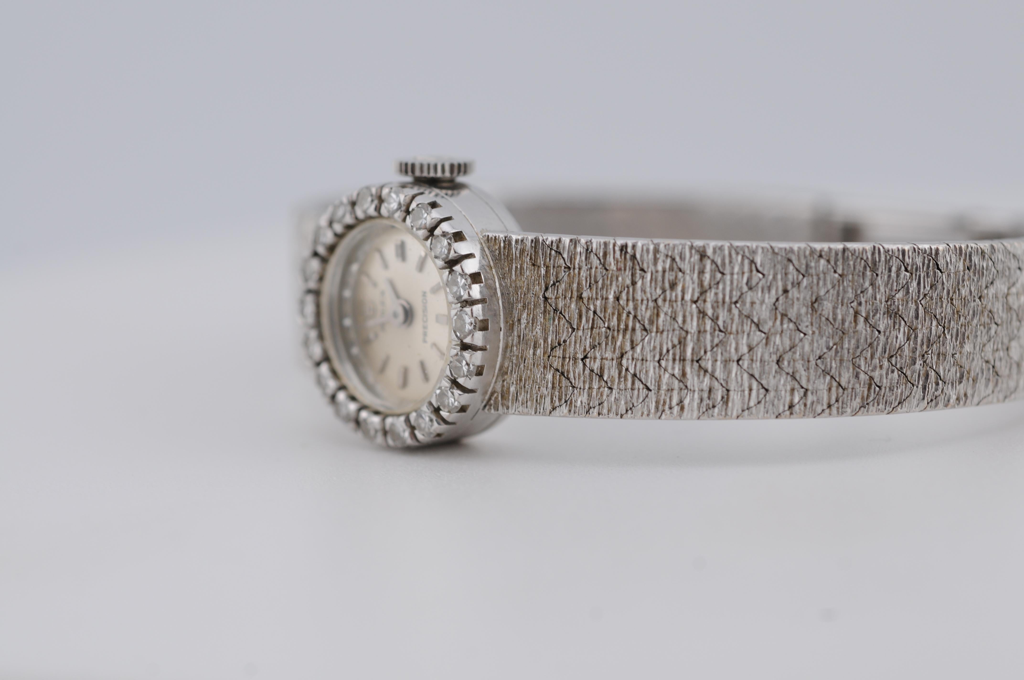 Rolex Präzisionsuhr in 18k Weißgold mit Diamantlünette Swiss Made im Angebot 1