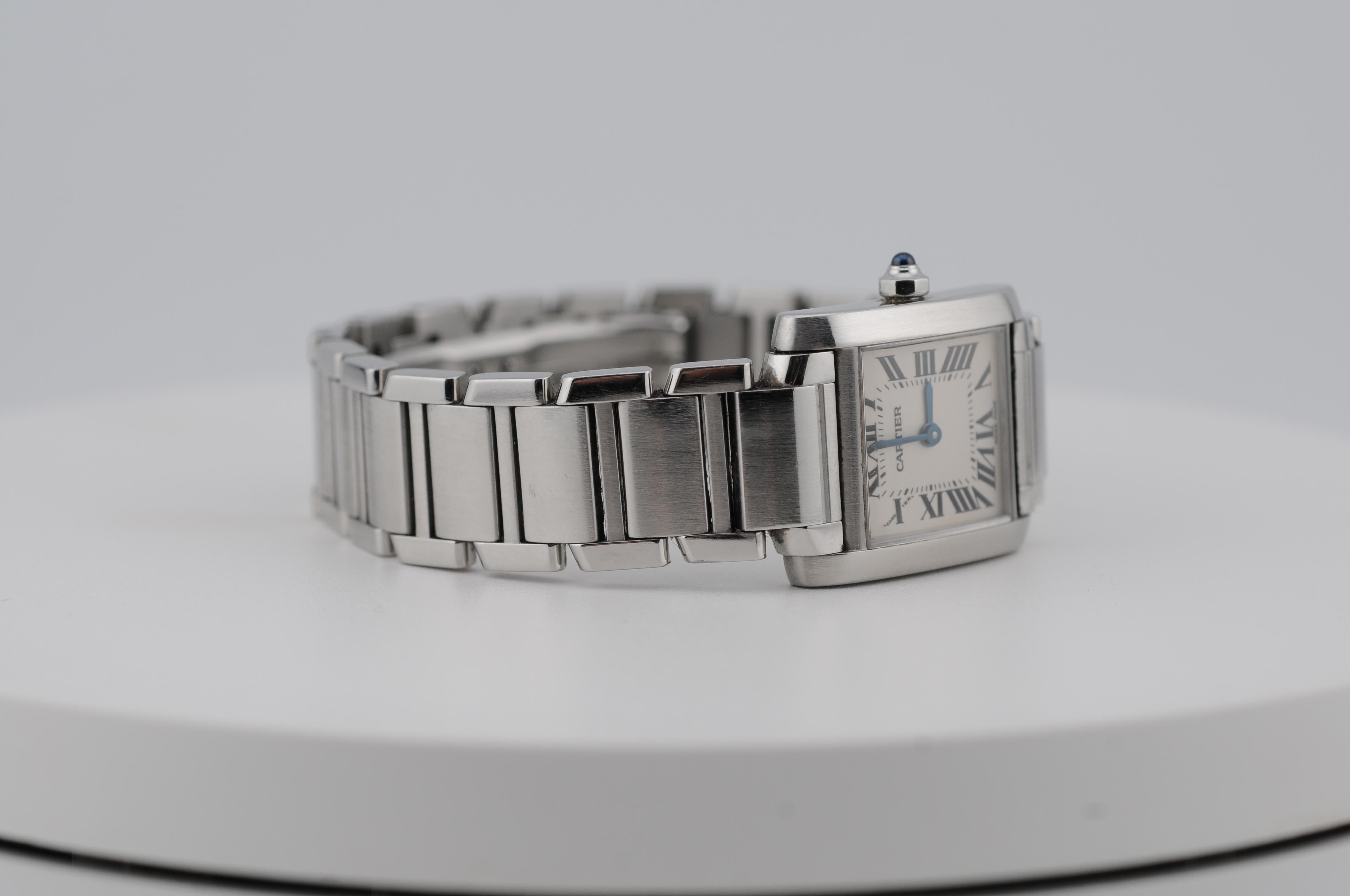 Cartier Tank Française 2384 Stainless Steel Quartz Watch In Good Condition For Sale In Berlin, BE