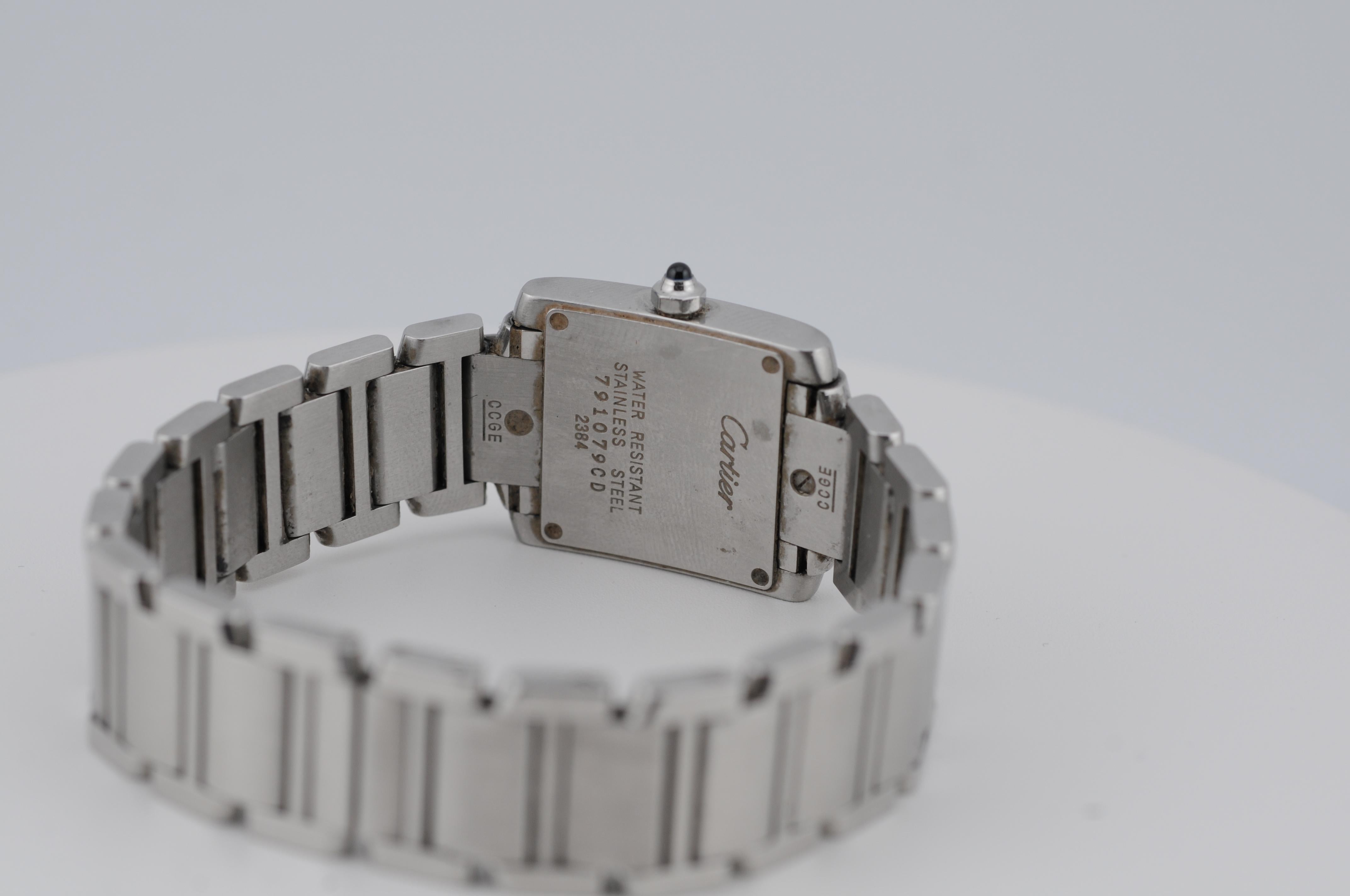 Cartier Tank Française 2384 Stainless Steel Quartz Watch For Sale 1