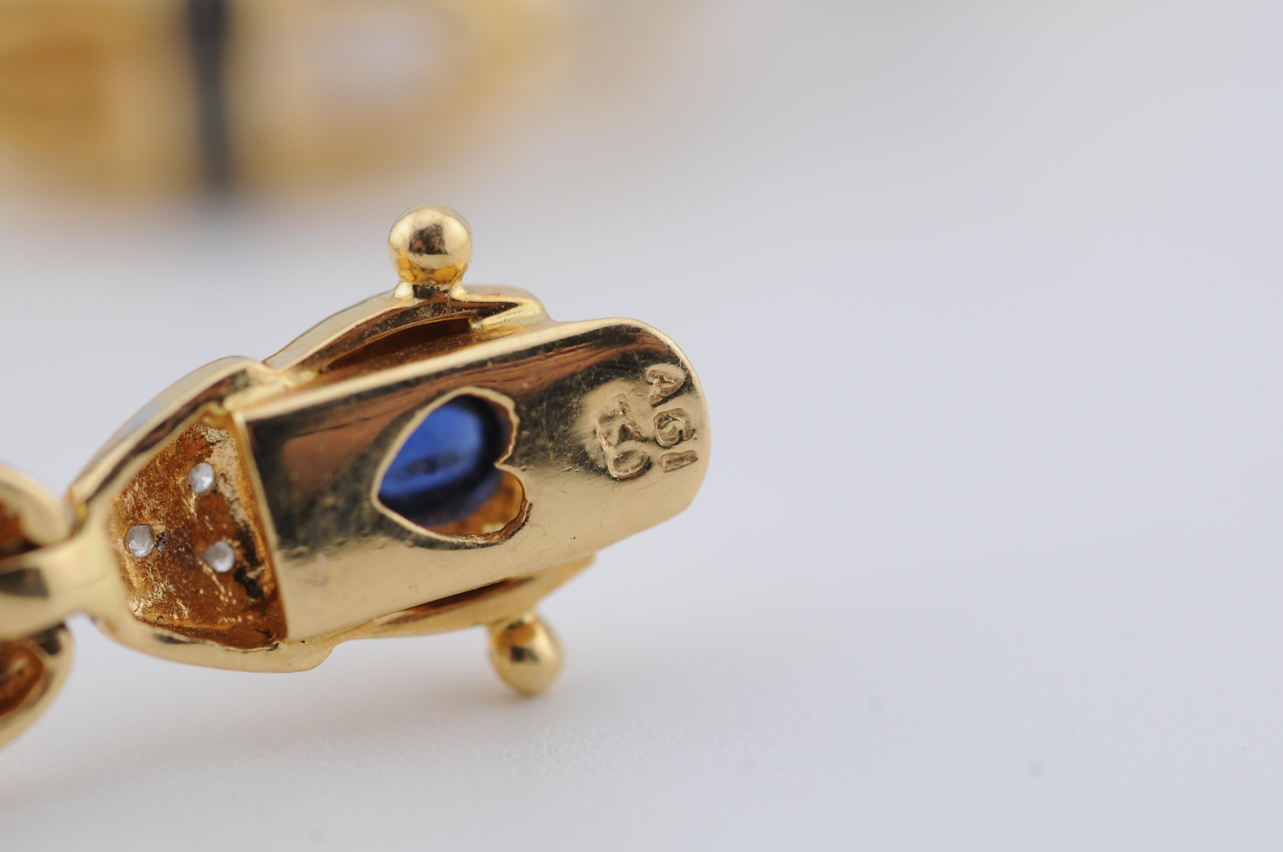 Bracciale in oro con zaffiro cabochon e diamanti in oro 18k YG in vendita 2