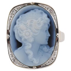 Gold Ring with Hand-Carved Cameo of a Young Woman