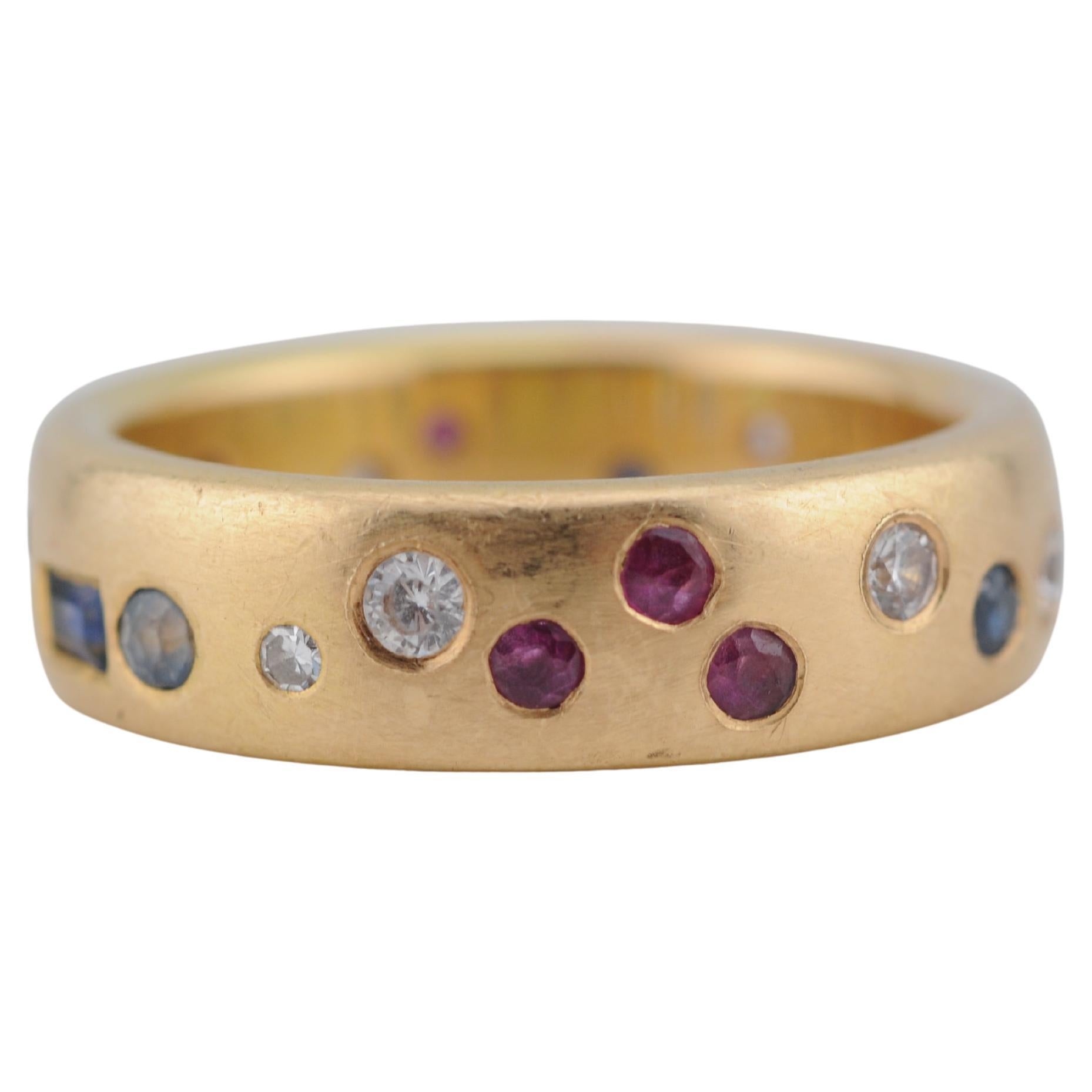 Bague en or jaune 18k avec pierres mixtes