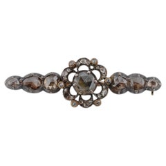 Antique Gold Brooch Rose Cut & Old Cut Diamonds Approx. 3.00 ctw
