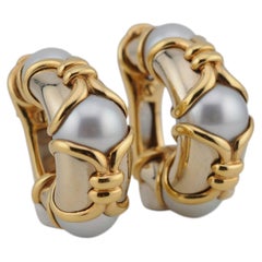 Vintage 1990s Bvlgari Pearl Clip-On Earrings in 18k Yellow Gold - Original Recei
