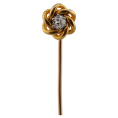 Gold Diamond Tie / Lapel Pin - Old Cut Diamond 0.30ct