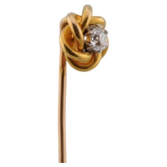 Gold Diamond Tie / Lapel Pin - Old Cut Diamond 0.30ct