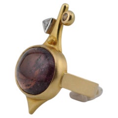 18k Yellow Gold Multi-Color Tourmaline & Fancy Yellow Diamond Ring