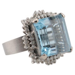 Aquamarine Cocktail Ring in 14K White Gold