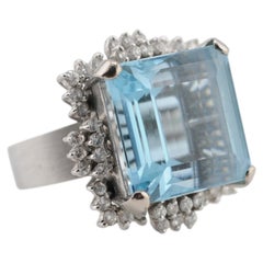 Aquamarine Cocktail Ring in 14K White Gold
