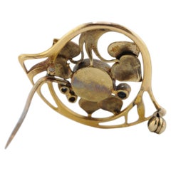 Broche Art nouveau, vers 1900, perle, saphir et opale, 9 g