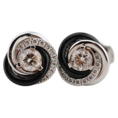 Cartier Trinity Mini Earrings in 18K White Gold, Platinum & Ceramic, 0.43 ct