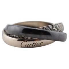 Cartier Trinity Diamond Ring in 18K White Gold, Platinum & Ceramic, 0.46 ct