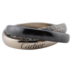 Cartier Trinity Diamond Ring in 18K White Gold, Platinum & Ceramic, 0.46 ct