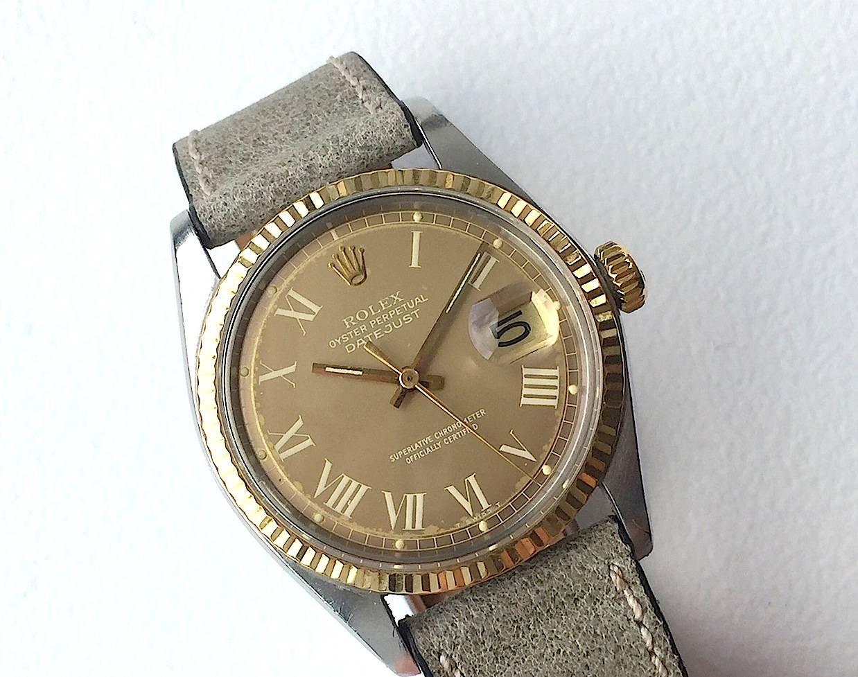Women's or Men's Rolex Yellow Gold Stainless Steel Oyster Perpetual Datejust Wristwatch, 1970s