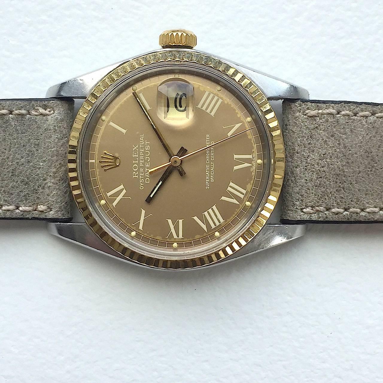 Rolex Yellow Gold Stainless Steel Oyster Perpetual Datejust Wristwatch, 1970s In Good Condition In New York, NY