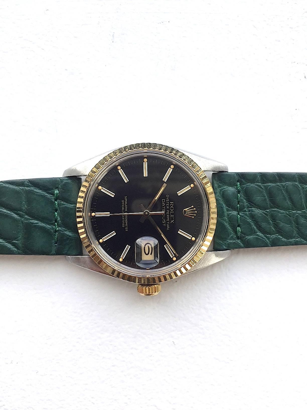 Rolex Steel and Gold Oyster Perpetual Datejust Wristwatch, 1970s 1