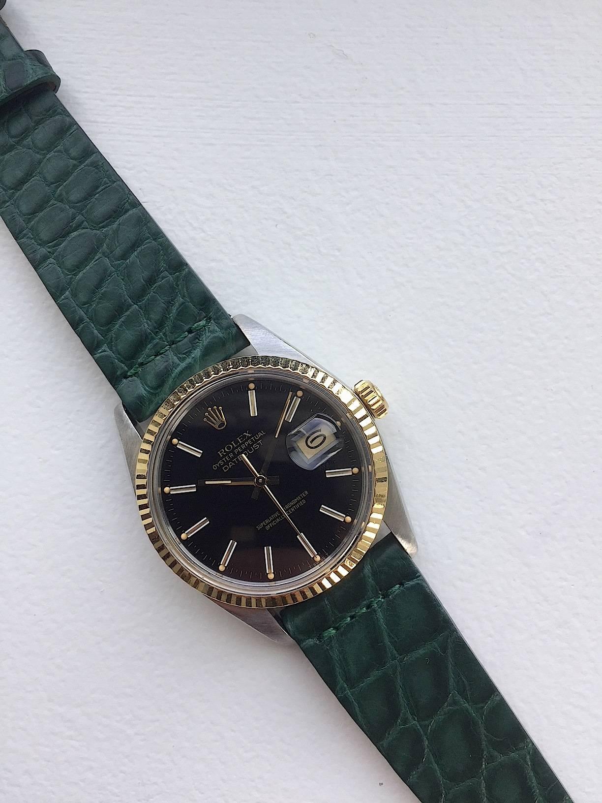Rolex Steel and Gold Oyster Perpetual Datejust Wristwatch, 1970s In Excellent Condition In New York, NY