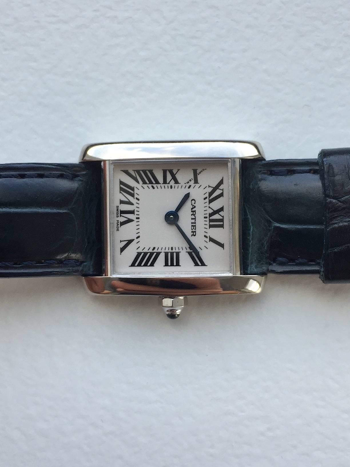 Women's Cartier Ladies White Gold Tank Quartz Wristwatch