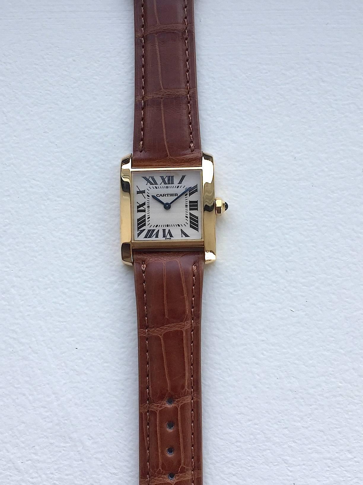 Cartier Ladies Yellow Gold Tank Francaise Midsize Quartz Wristwatch In Excellent Condition In New York, NY