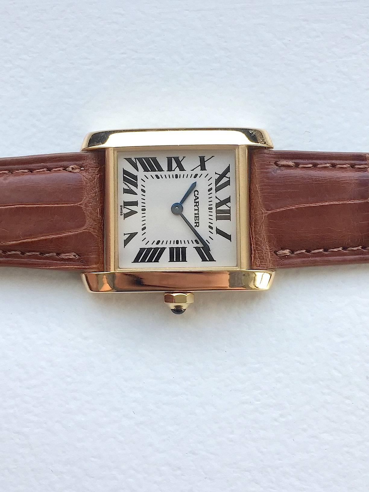 Women's Cartier Ladies Yellow Gold Tank Francaise Midsize Quartz Wristwatch