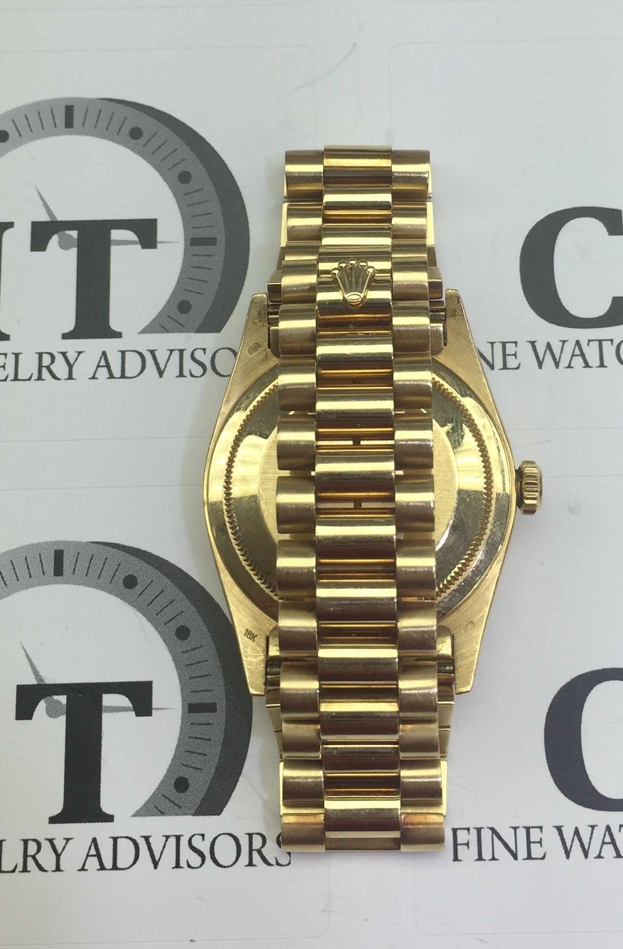 Rolex Yellow Gold Diamond Dial Perpetual Day-Date President Quartz Wristwatch 1