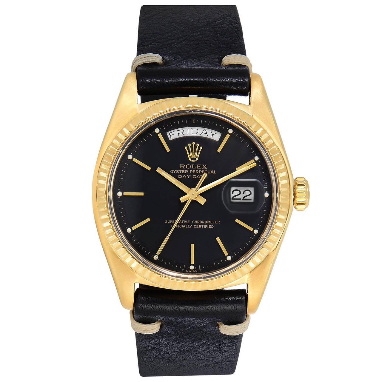 Rolex Yellow Gold Black Matte Dial Oyster Perpetual Day ...