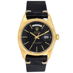 Rolex Yellow Gold Black Matte Dial Oyster Perpetual Day-Date Wristwatch