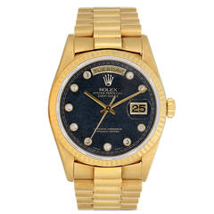 Rolex Yellow Gold Diamond Dial Perpetual Day-Date President Quartz Wristwatch