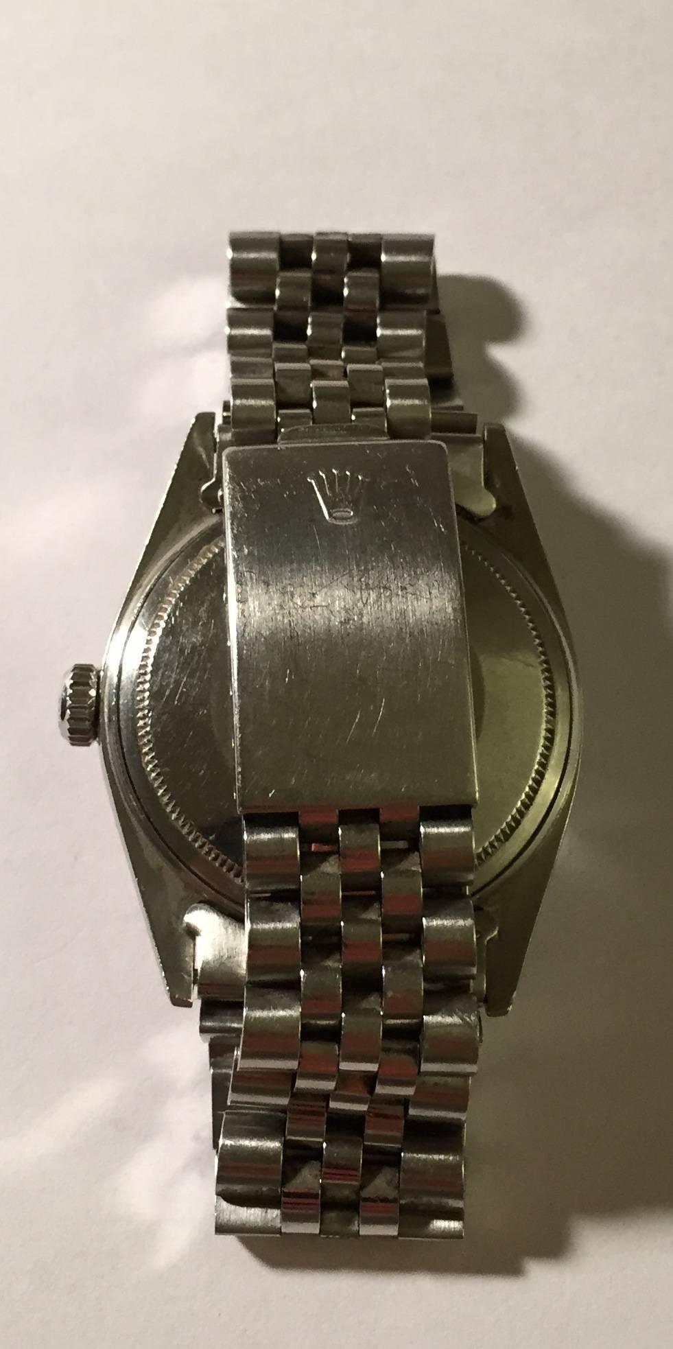 Women's or Men's Rolex Vintage White Gold Oyster Perpetual Datejust Black Matte Dial Wristwatch
