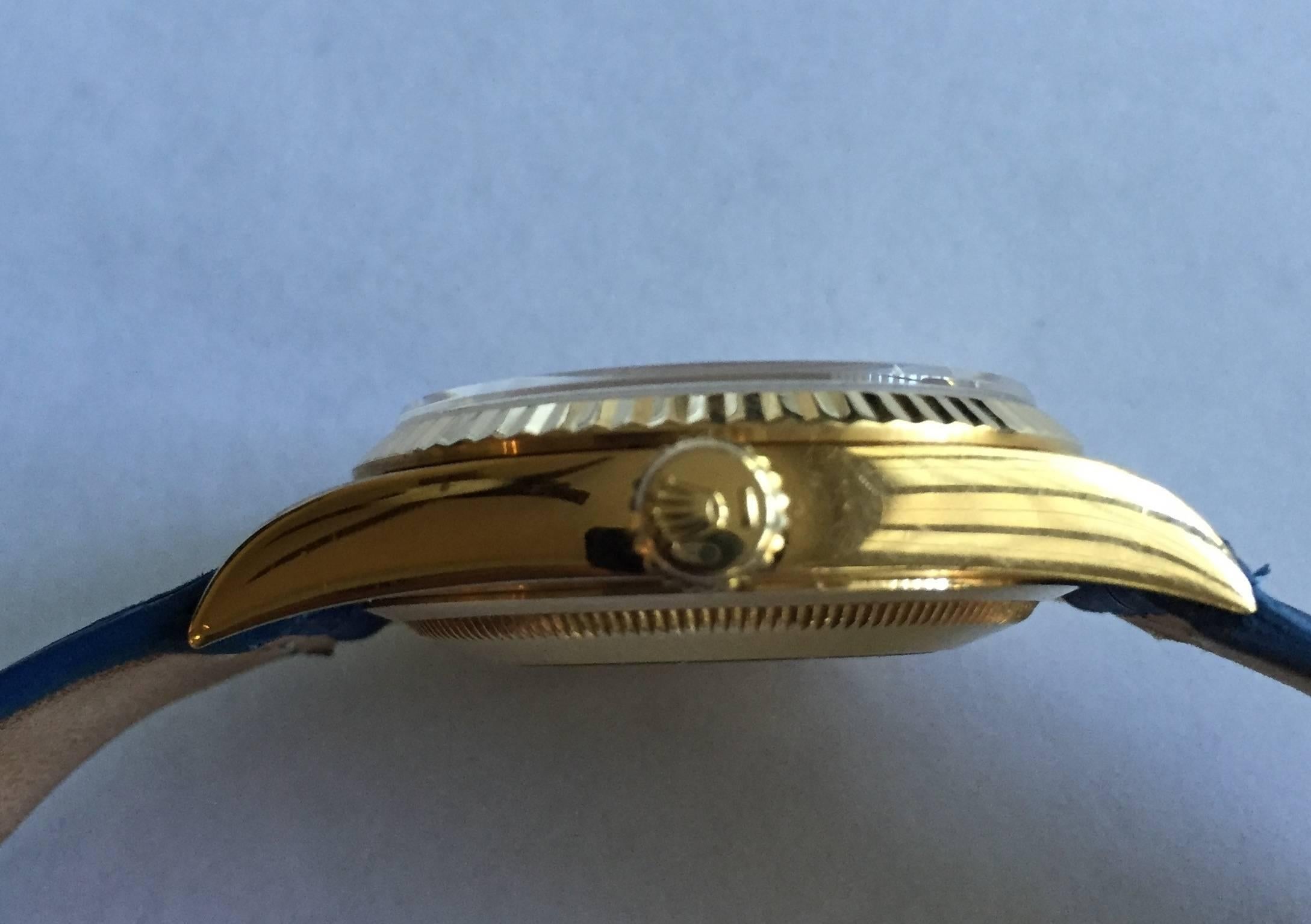 Women's or Men's Rolex Yellow Gold Day-Date Diamond Aventurine Dial Wristwatch