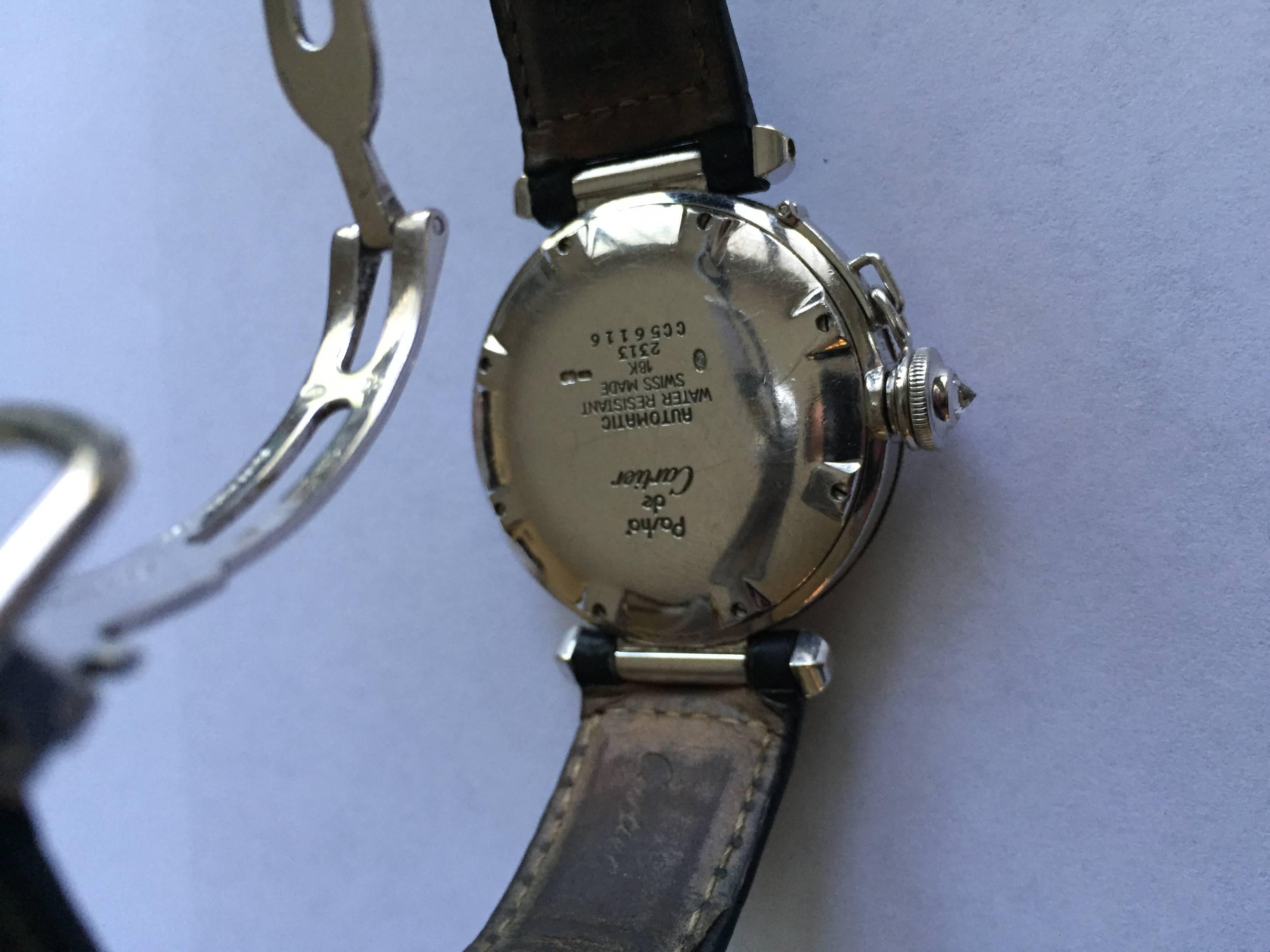 Cartier Lady's White Gold Diamond Stone Dial Pasha Wristwatch 3