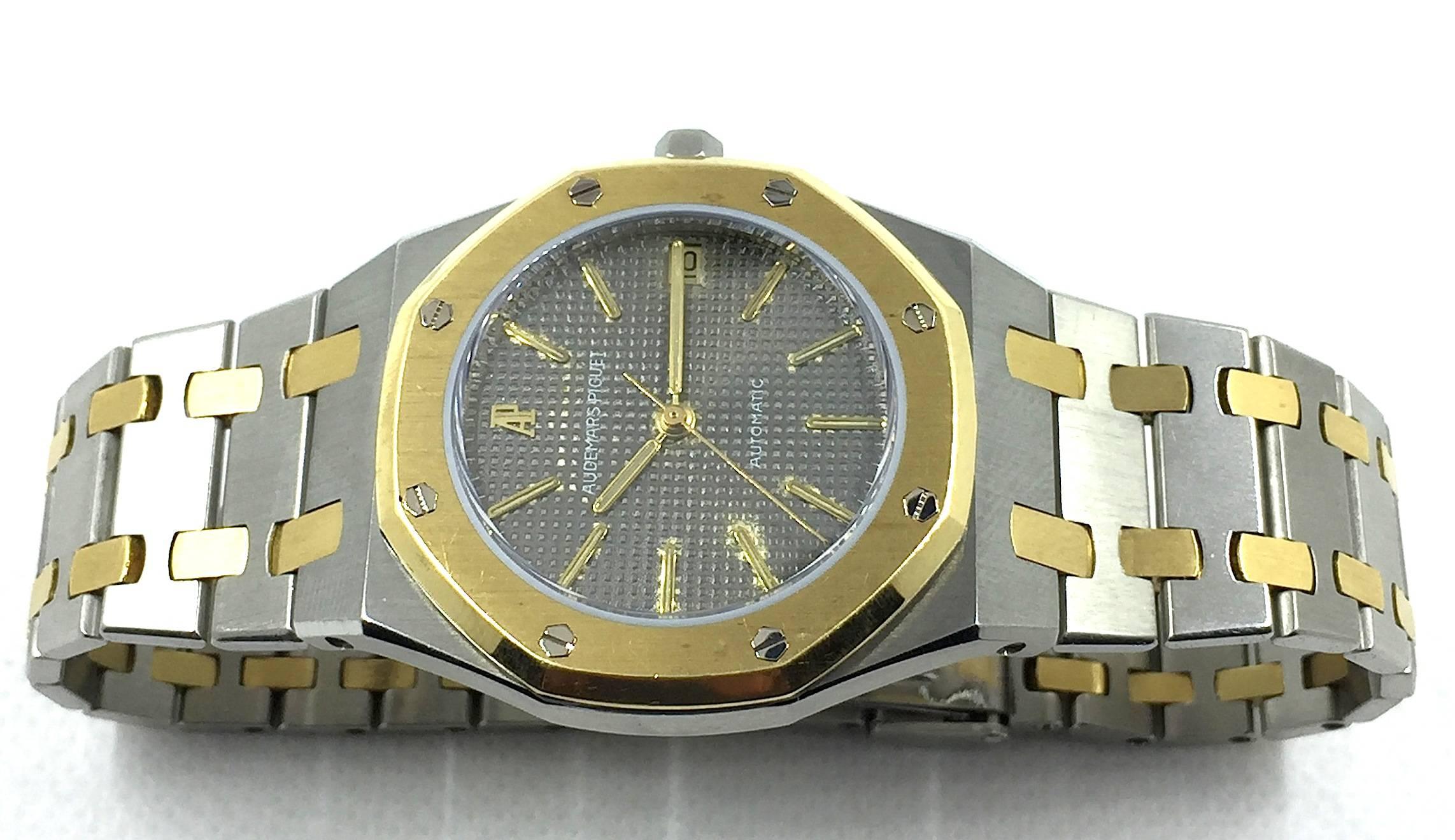 Women's or Men's Audemars Piguet Yellow Gold Stainless Steel Royal Oak Automatic Wristwatch 