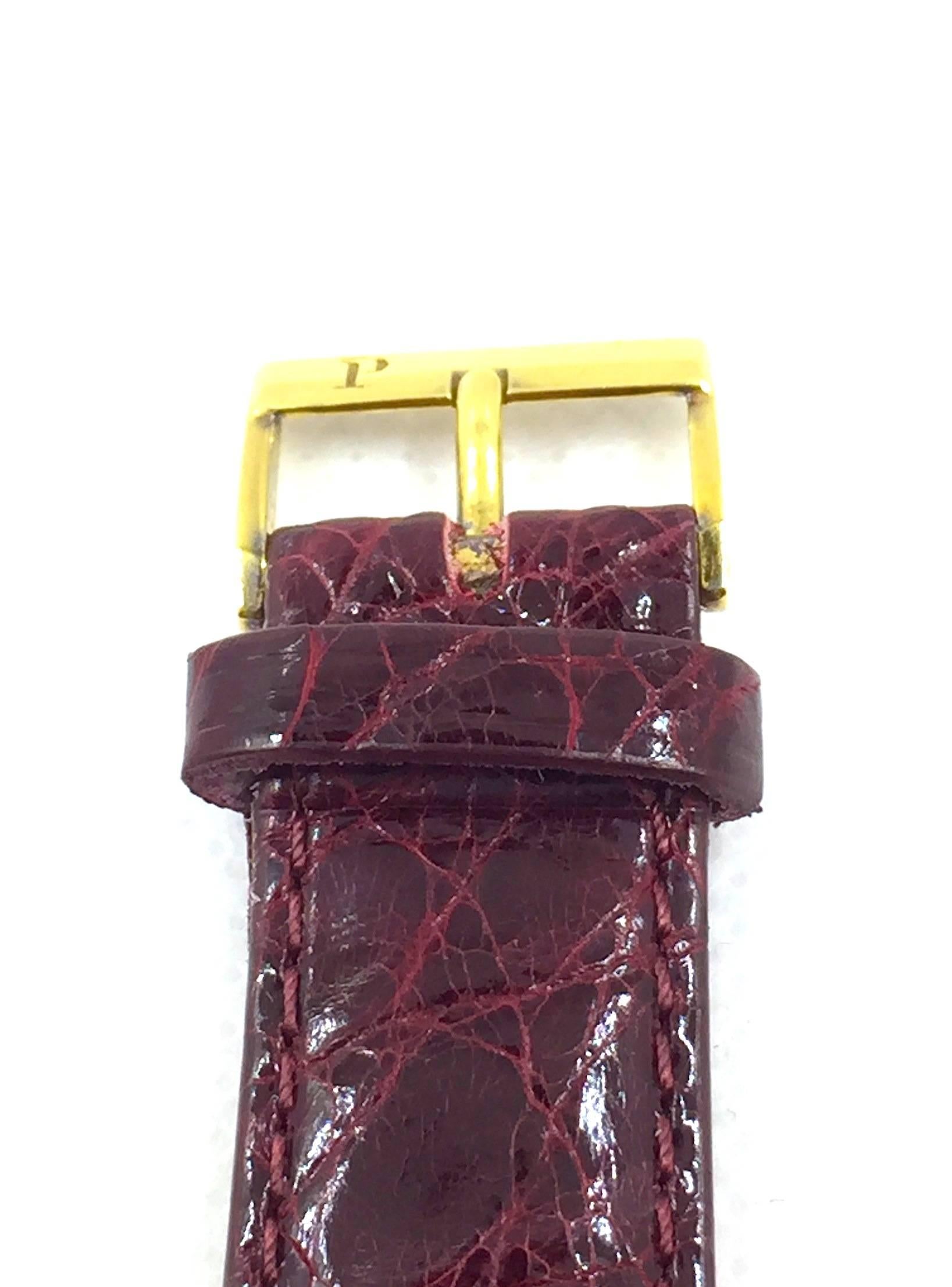 Piaget Vintage Gelbgold Rhodonit Zifferblatt Quarz-Armbanduhr 2
