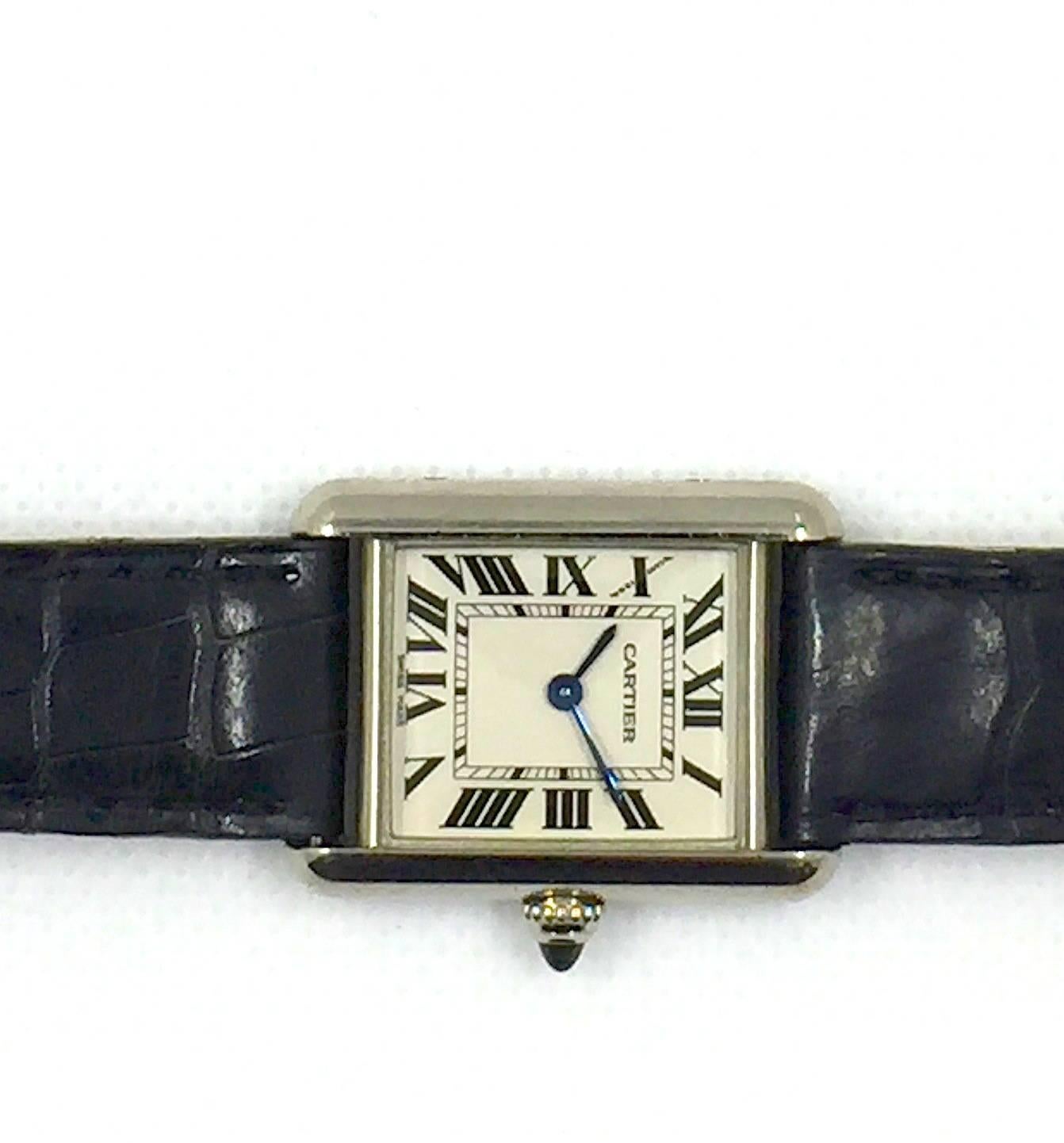 Cartier Ladies White Gold Tank Quartz Wristwatch 1