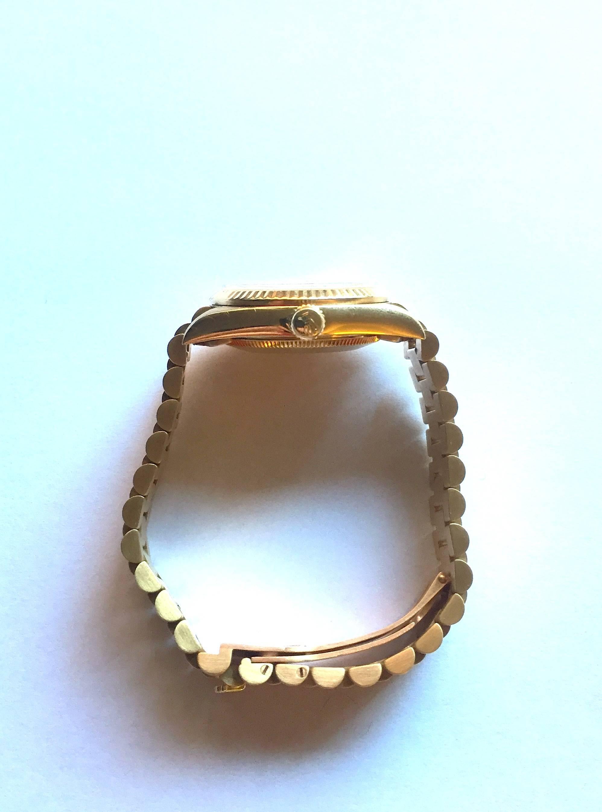 Rolex 18K Yellow Gold Ladies Presidental Watch with Coral Diamond Dial 2