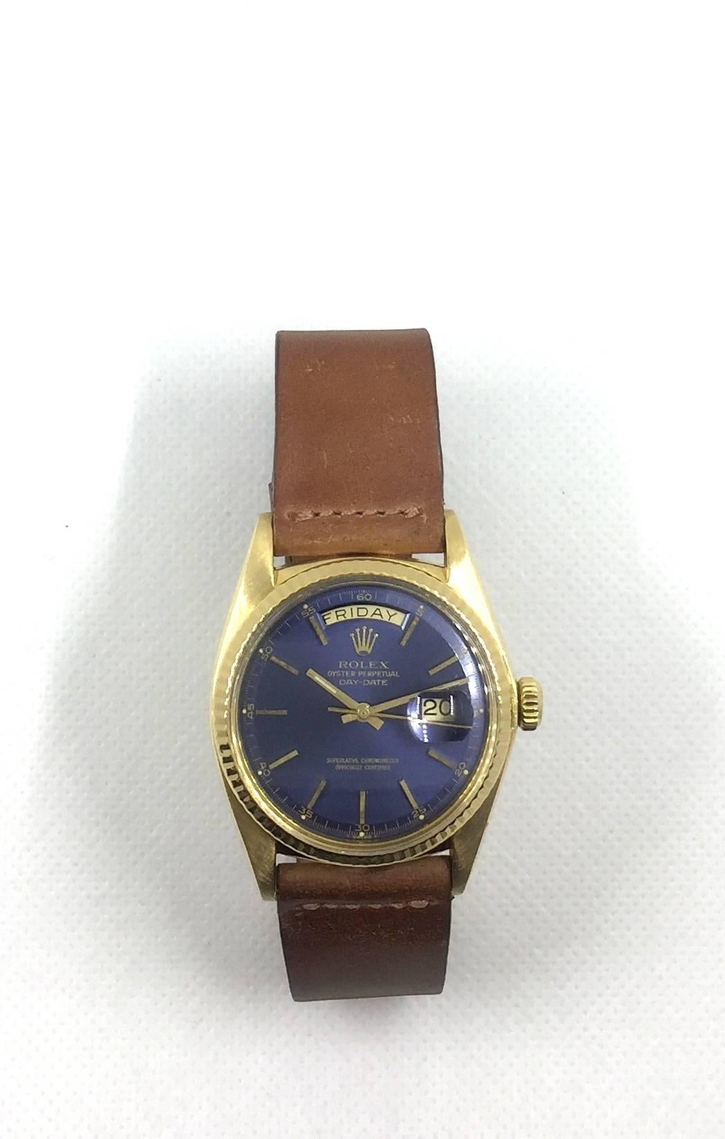 Women's or Men's Rolex 18K Yellow Gold Oyster Perpetual Day Date Watch 1975