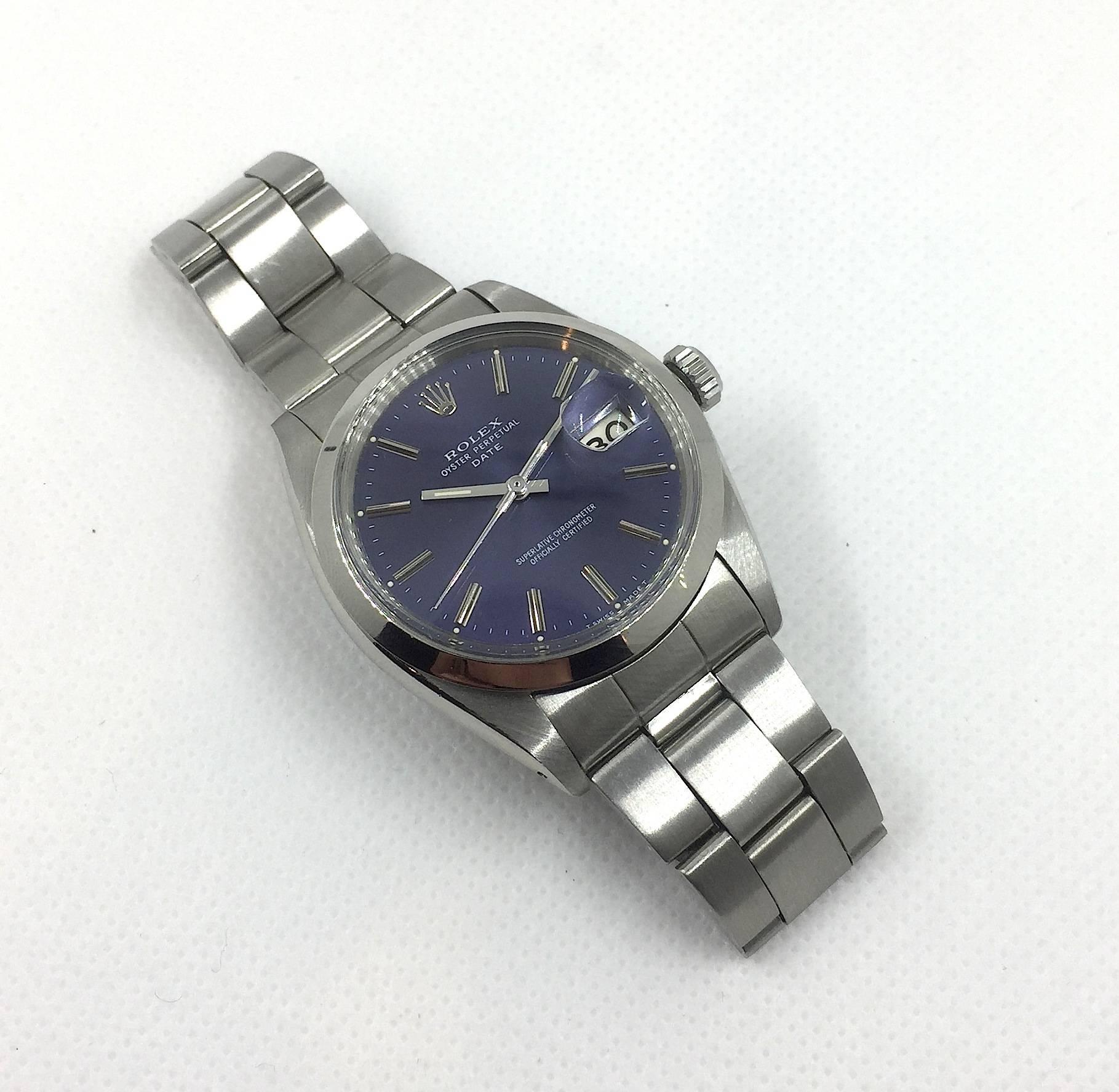 Rolex Stainless Steel Oyster Perpetual Date Wristwatch 1968 1