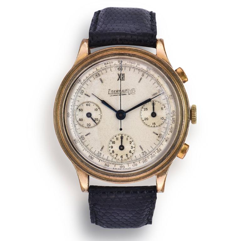 Eberhard and Co. Yellow Gold Manual Wind Chronograph Wristwatch at 1stDibs