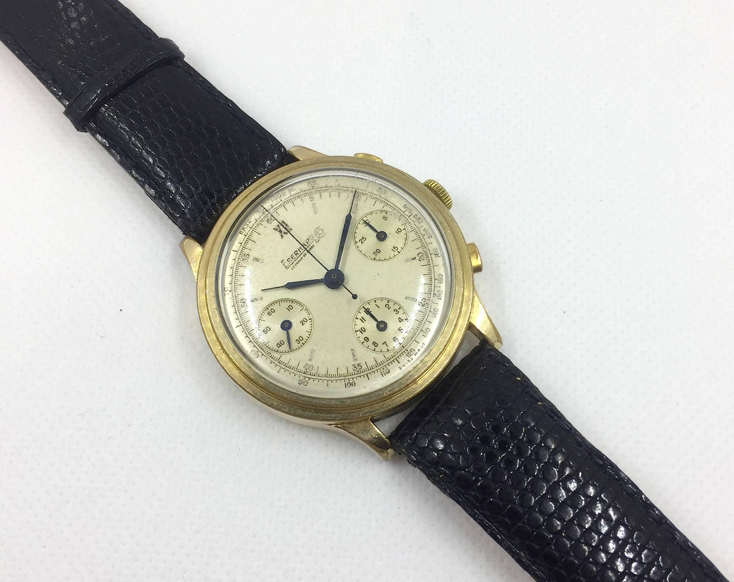 Eberhard & Co. Yellow Gold Manual Wind Chronograph Wristwatch  1
