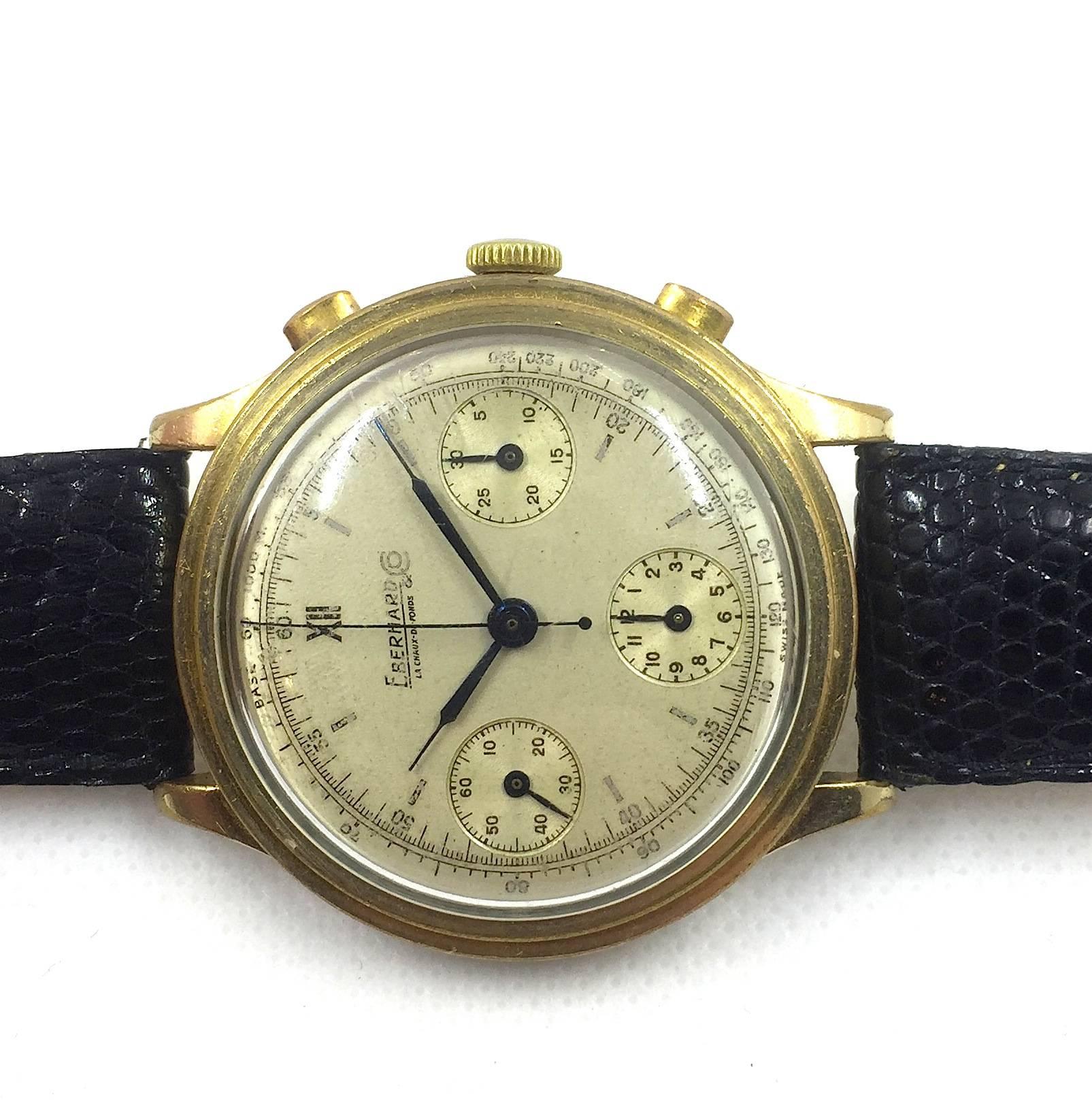 Eberhard & Co. Yellow Gold Manual Wind Chronograph Wristwatch  2